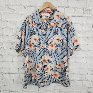 Caribbean pure silk button down Shirt Sz 2XB hawaiian short sleeve A22